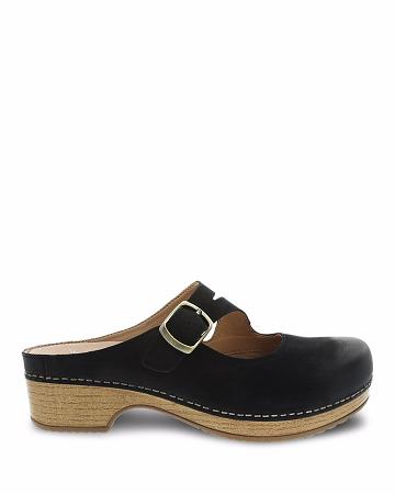 Sabots Dansko Britney Burnished Nubuck Femme Noir | FR 705EBC